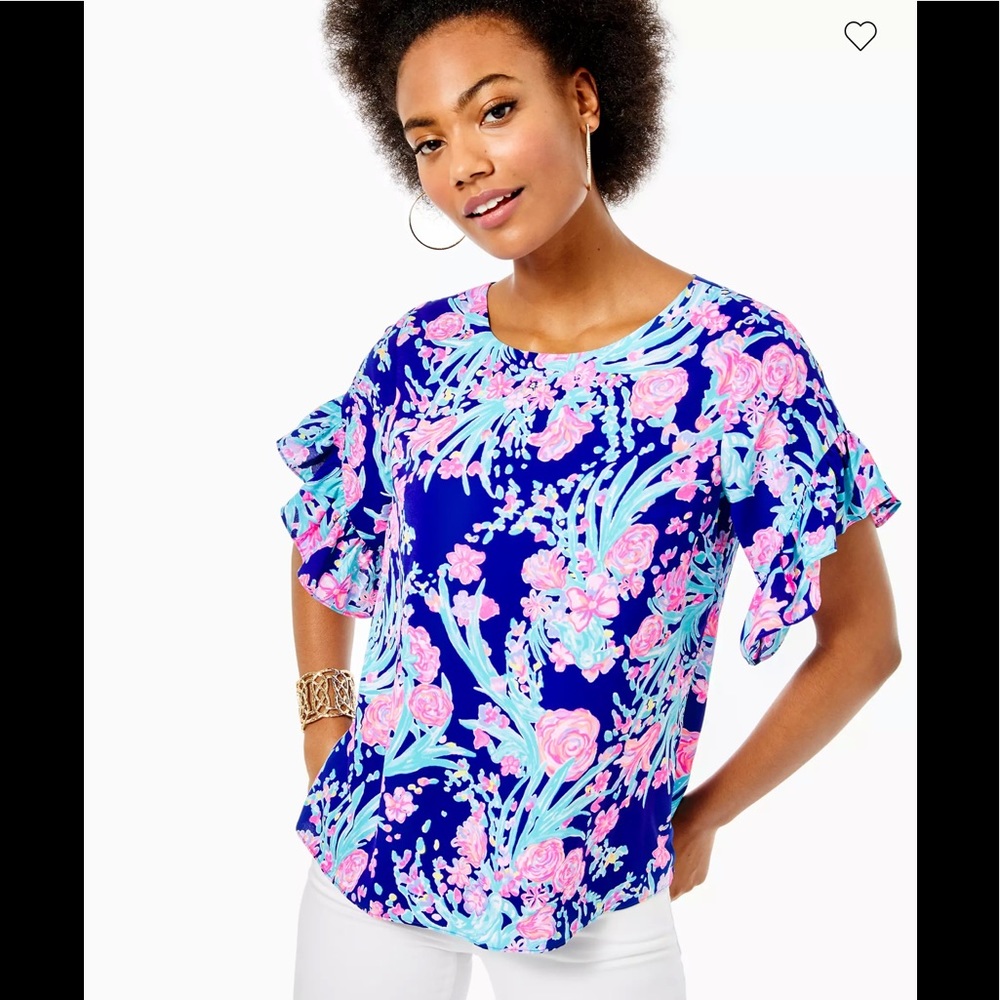 Lilly Pulitzer Darlah Top in Corsica Blue